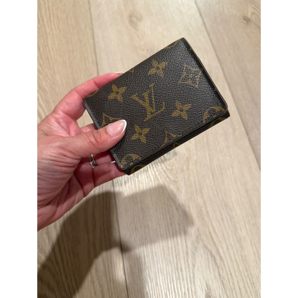 Louis Vuitton Wallet Monogram Canvas Brown Leather Compact EUC